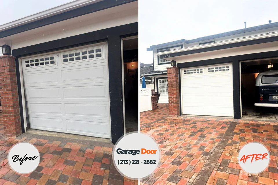 Before and after: garage door repair Jackson, WI